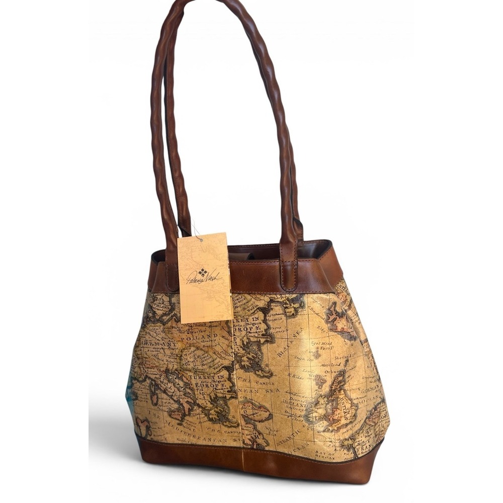 Patricia Nash Mallory Tote European Map Collection Leather Shoulder Bag NWT